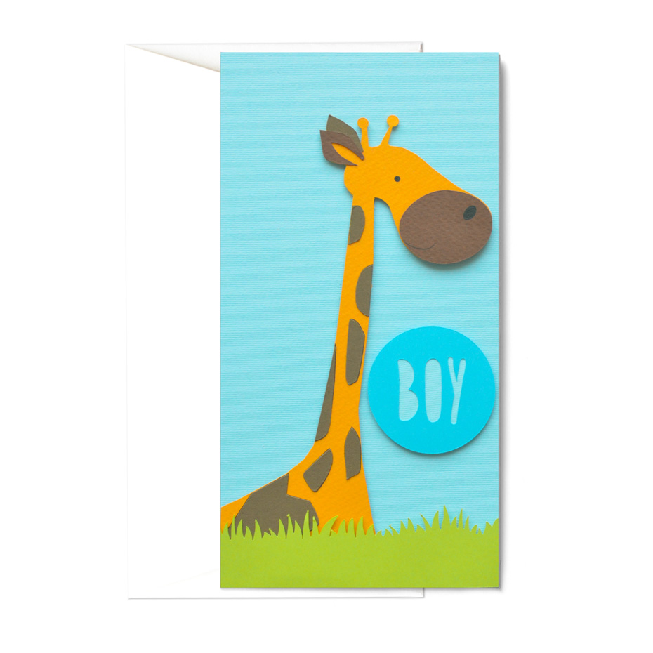 Biglietto - Baby - giraffa fiocco azzurro