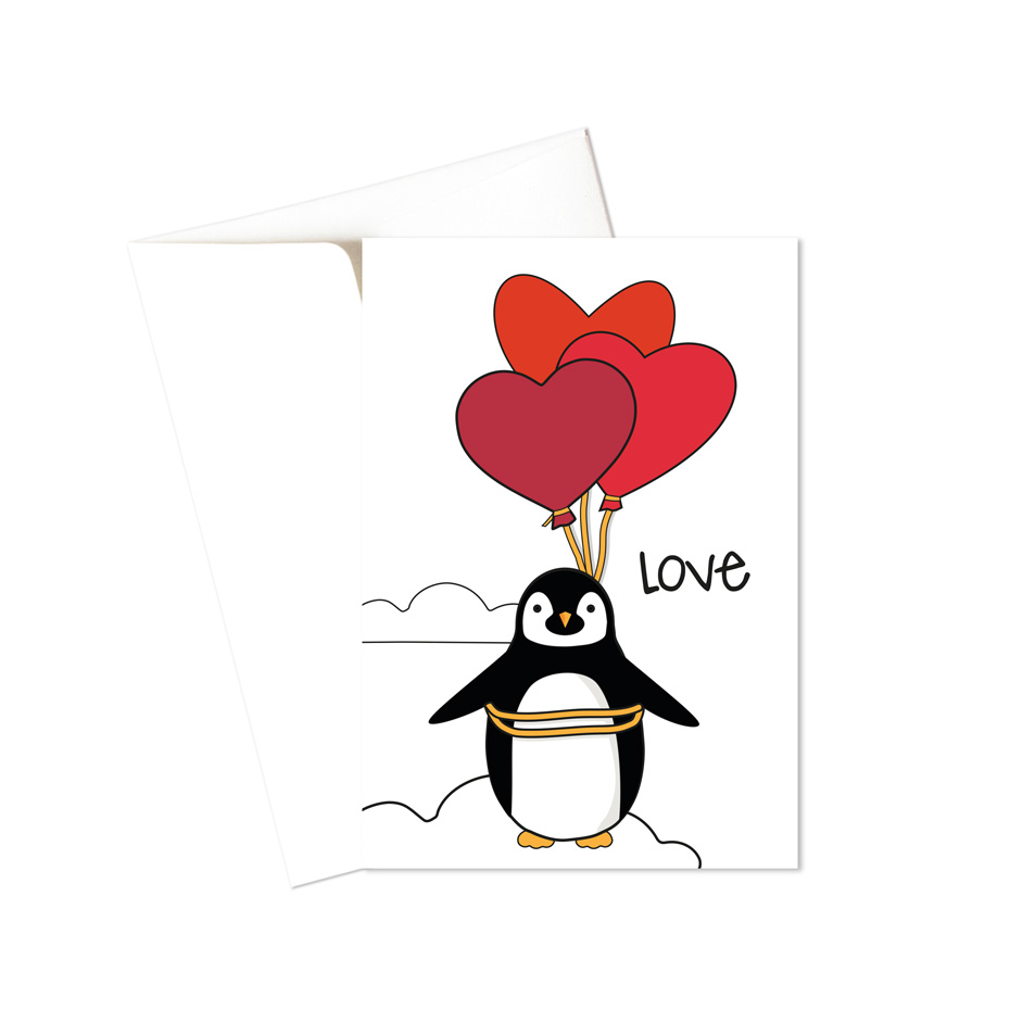 Biglietto d'auguri - Love tenero pinguino