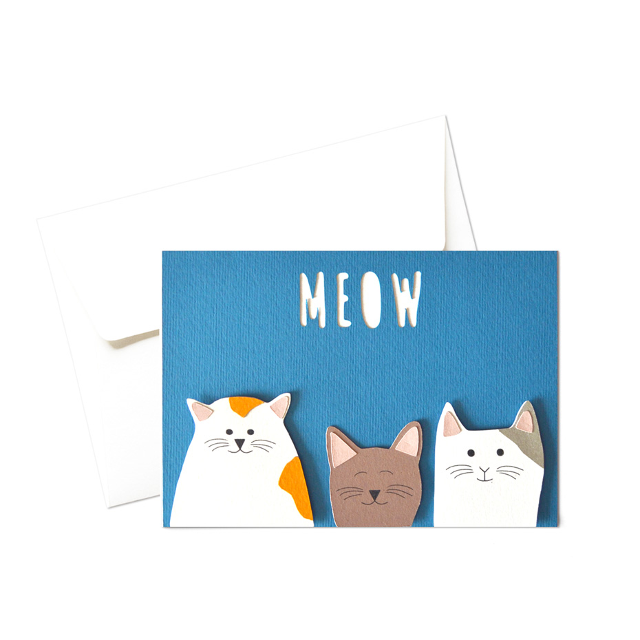 Biglietto - Meow - tre simpatici micetti